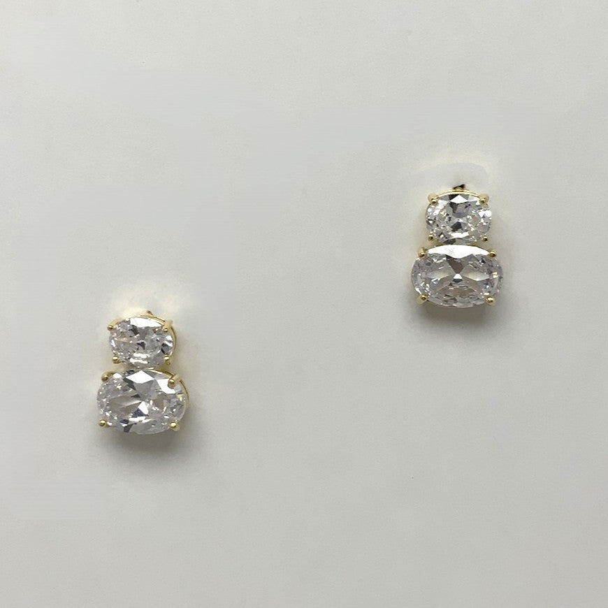 Double Oval Crystal Earrings