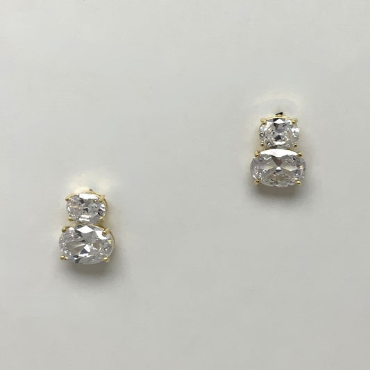 Double Oval Crystal Earrings