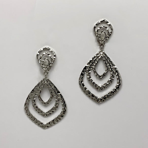 Textured Layered Drop Clip Earrings
