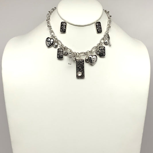 Western Rectangle Charm Necklace Set