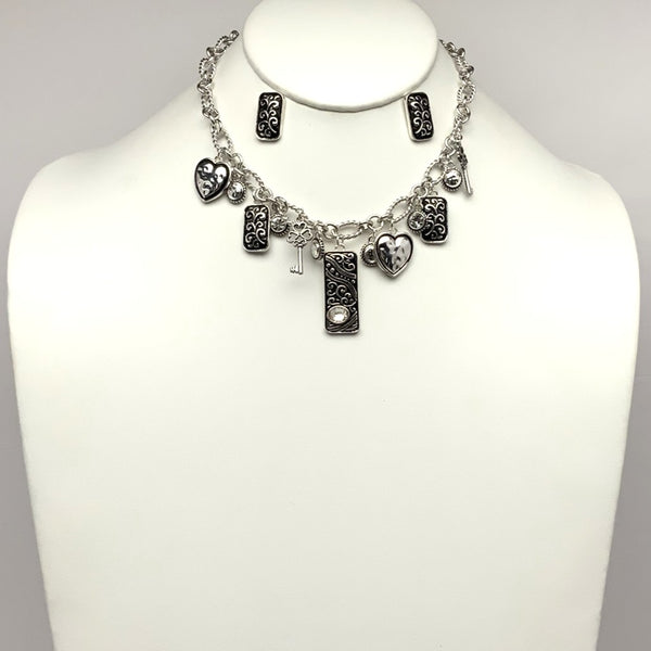 Western Rectangle Charm Necklace Set