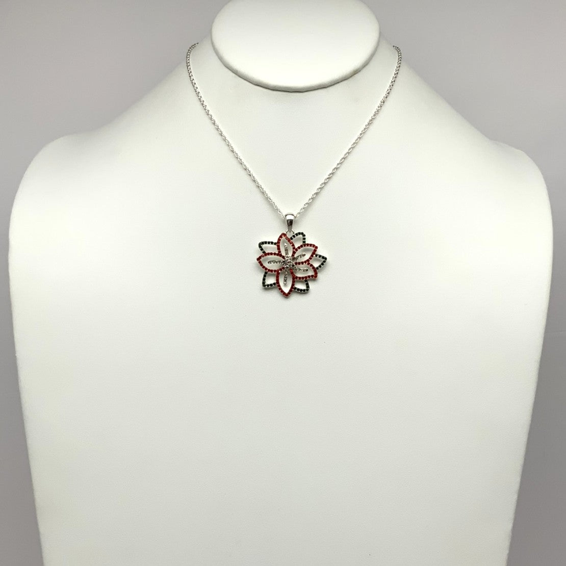 Rhinestone Christmas Flower Necklace
