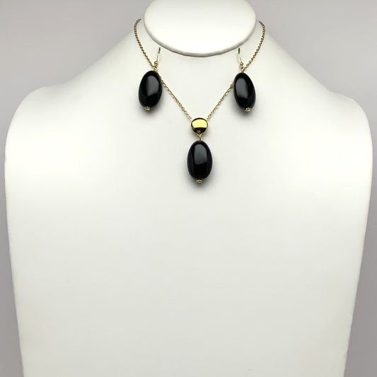 Lucite Stone Pendant Chain Necklace Set