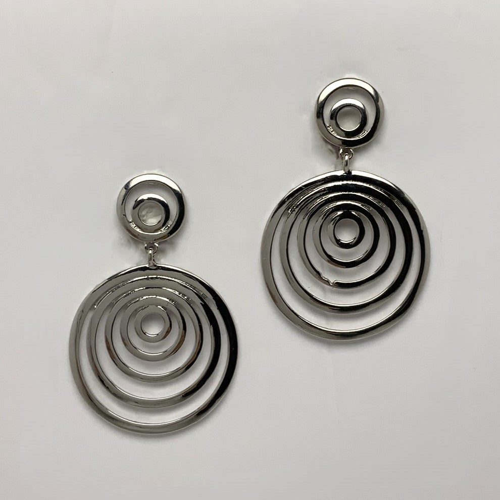 Spiral Circle Drop Clip Earrings