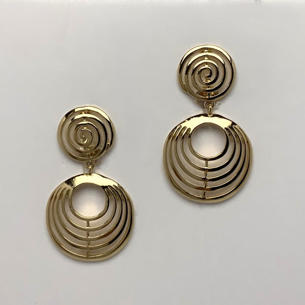 Circle Spiral Drop Clip On Earrings