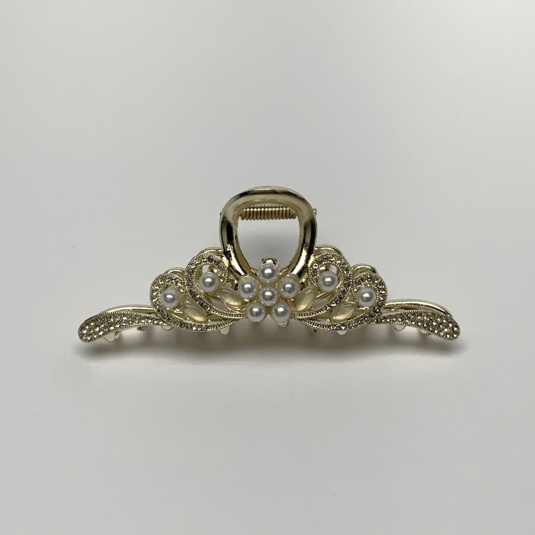 Elegant Crystal Pearl Hair Claw Clip