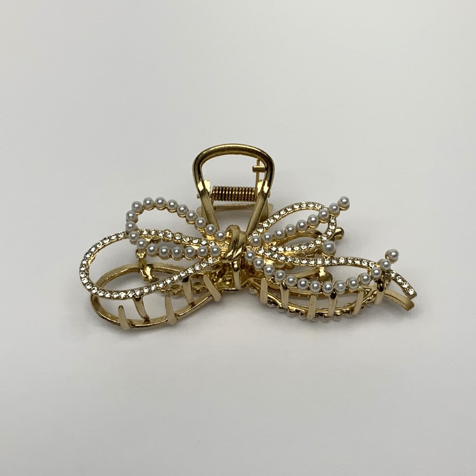 Bow Pearl Hair Claw Clip