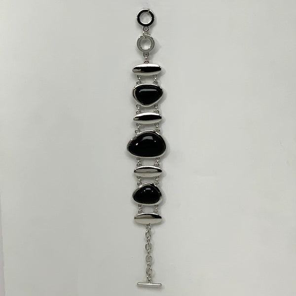 Abstract Metal Stone Toggle Clasp Bracelet