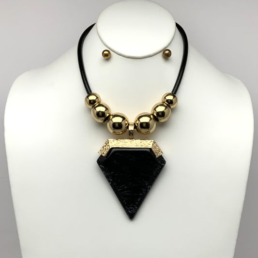 Triangle Lucite Bead Bib Style Necklace Set