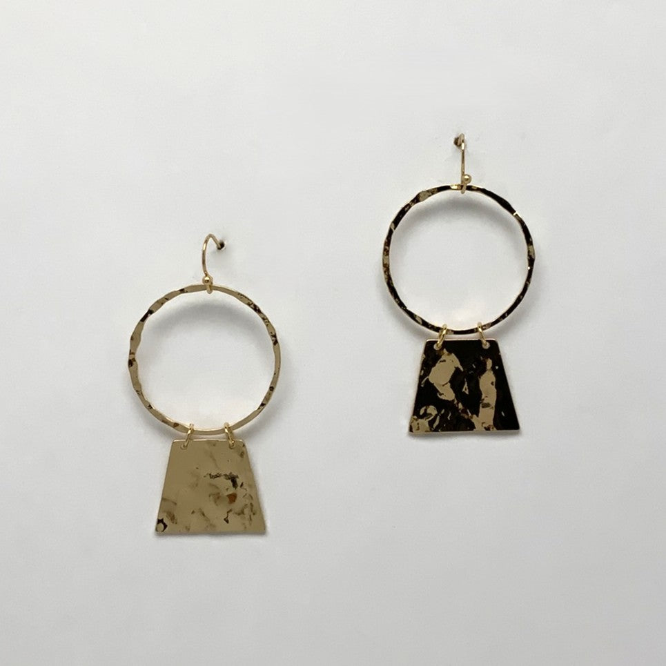 Textured Circle Trapezoid Drop Earrings