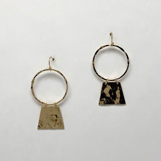 Textured Circle Trapezoid Drop Earrings