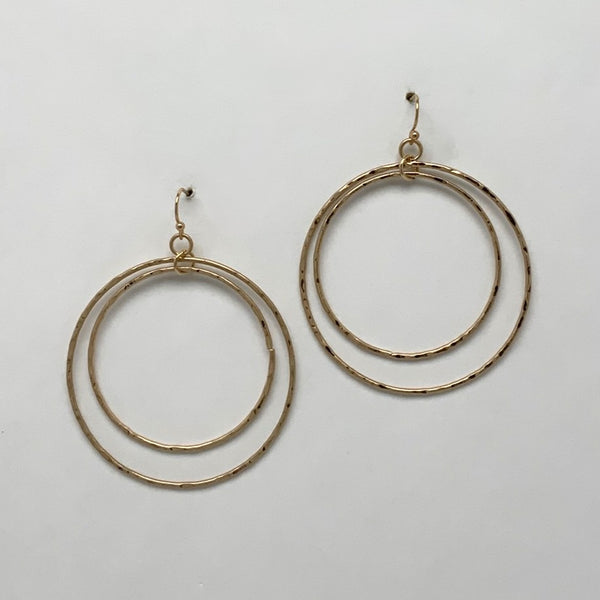 Ribbed Duo Circle Earrings