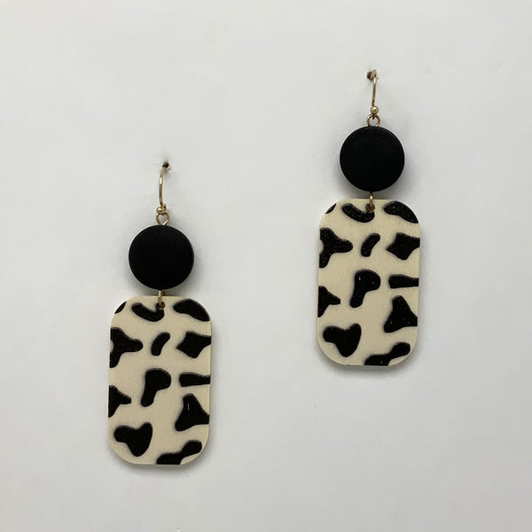 Wood Cow Print Earrings