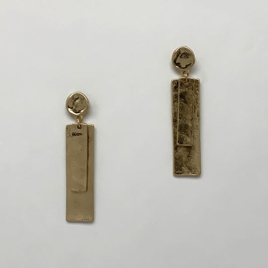 Rustic Textured Rectangle Layer Drop Earrings