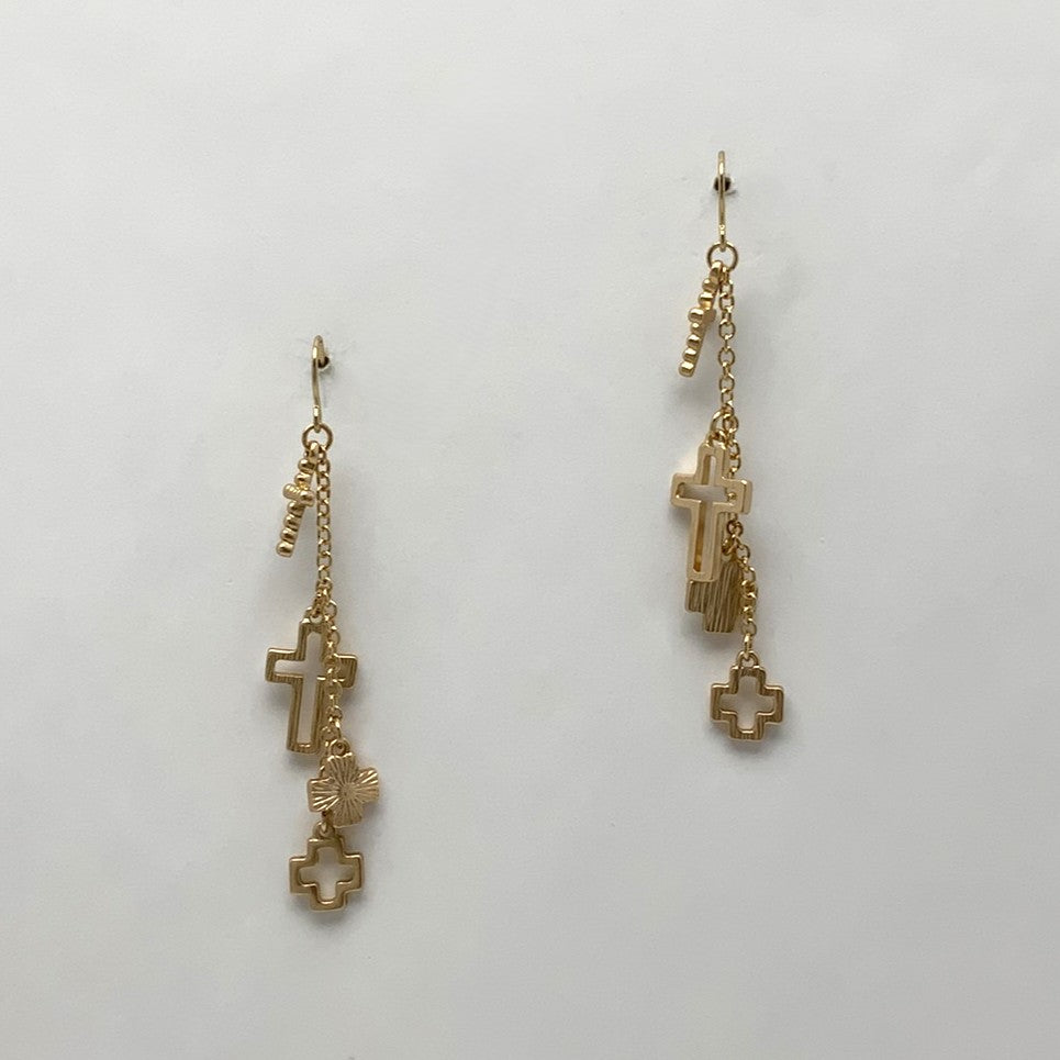 Cross Charm Dangle Earrings