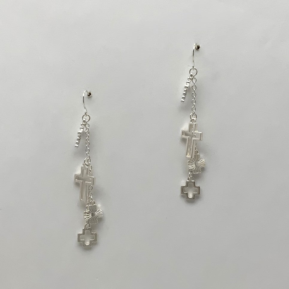 Cross Charm Dangle Earrings