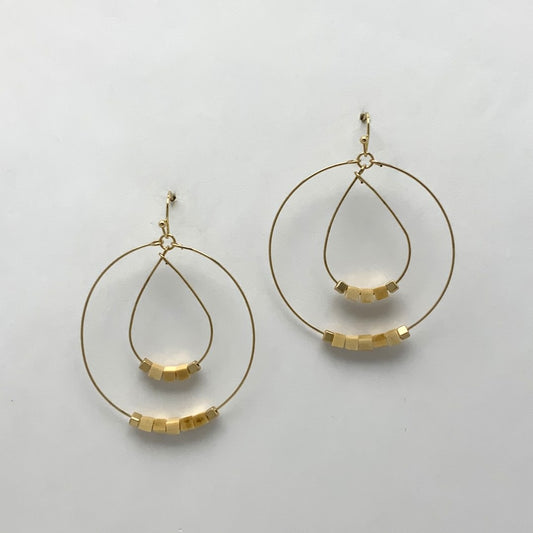 Circle Teardrop Wooden Bead Earrings