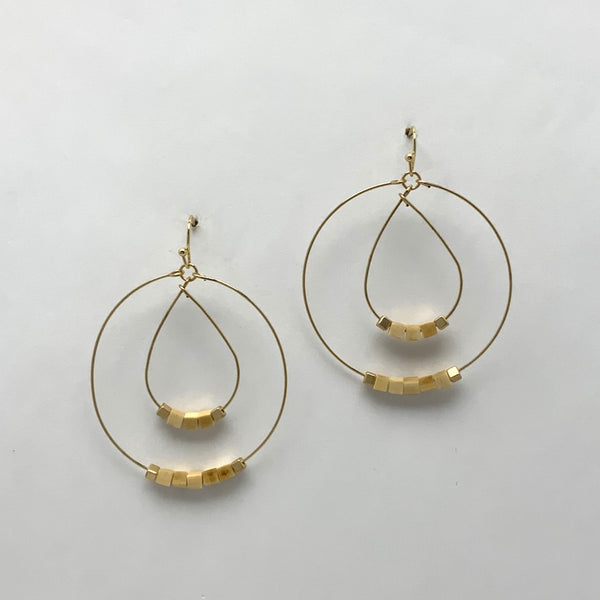 Circle Teardrop Wooden Bead Earrings