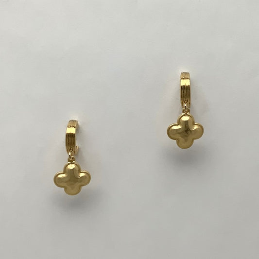Textured Clover Dangle Half Hoop Earring