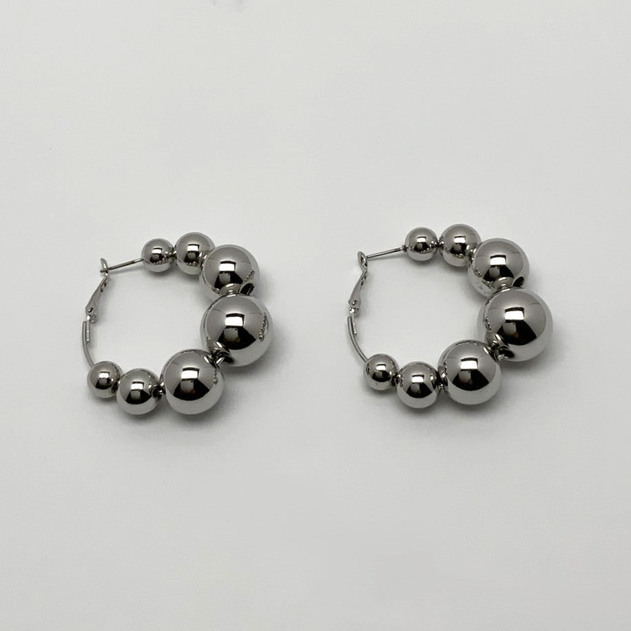 Shiny Beaded Hoop Earrings