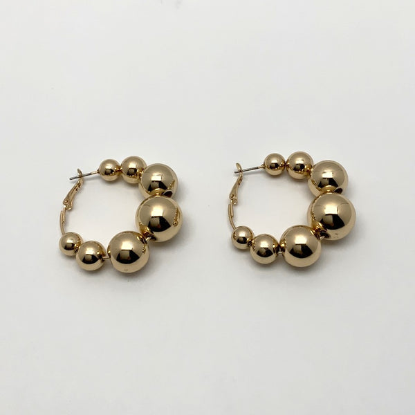 Shiny Beaded Hoop Earrings