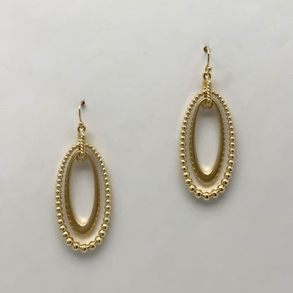 Ribbed Oval Drop Earrings