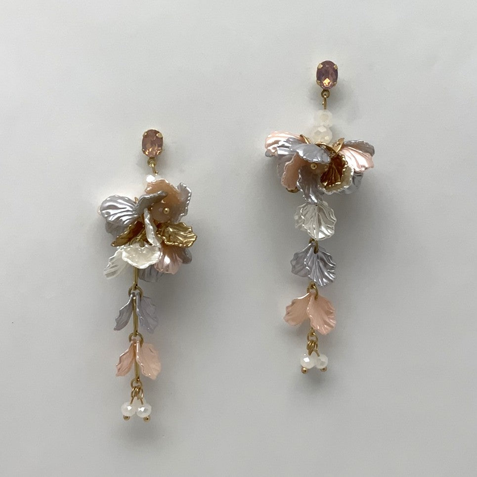 Pearlescent Ethereal Flower Dangle Earrings