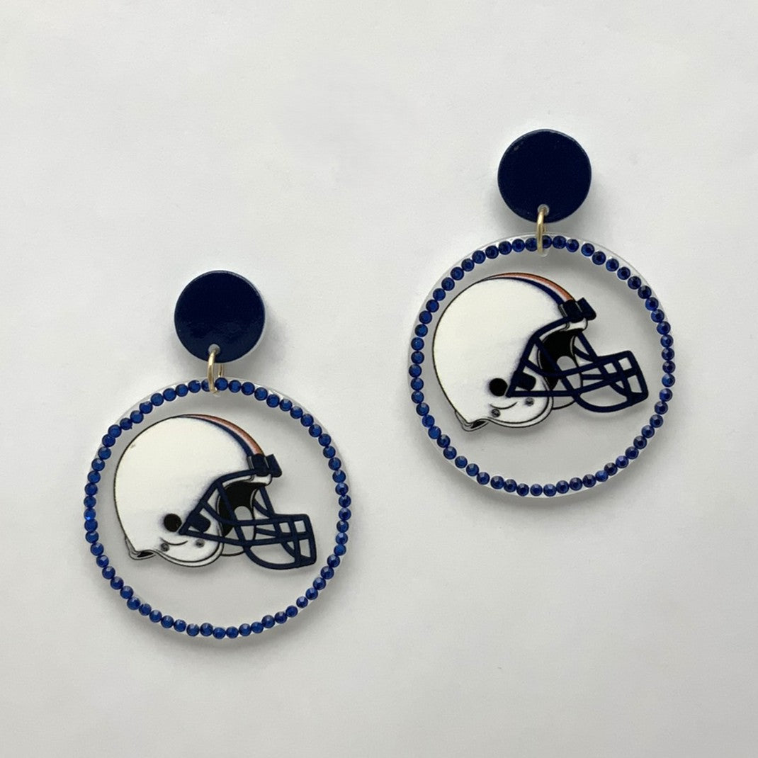 Football Helmet Rhinestone Acrylic Earrings