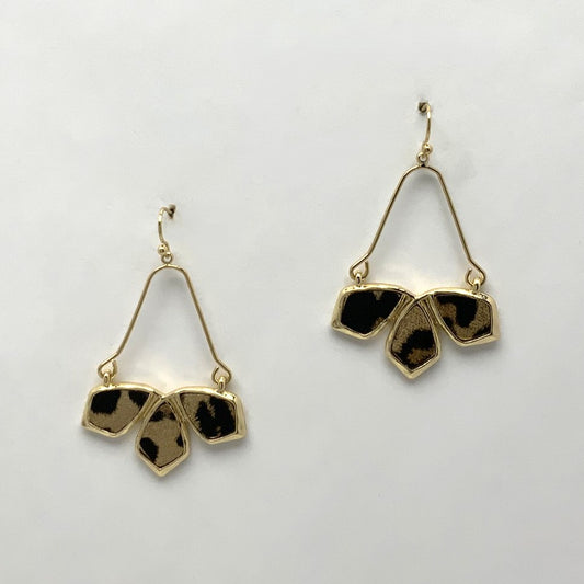 Three Twist Faux Animal Skin Earrings