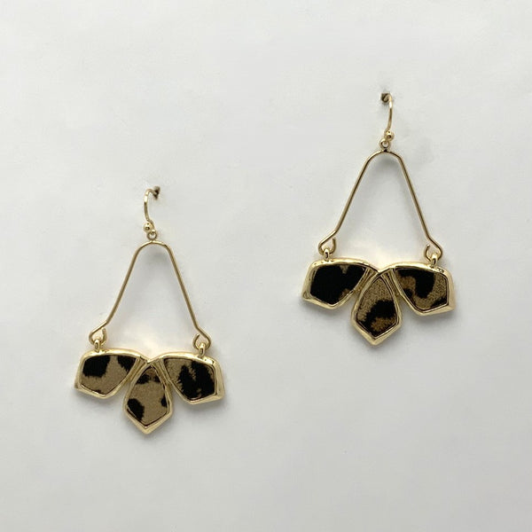 Three Twist Faux Animal Skin Earrings