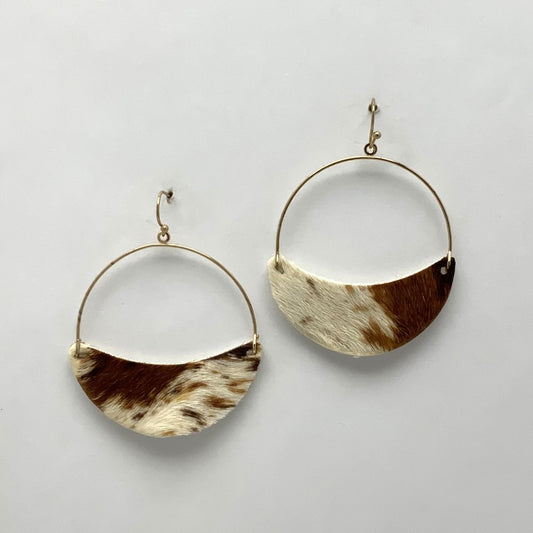 Faux Cow Leather Hoop Earrings