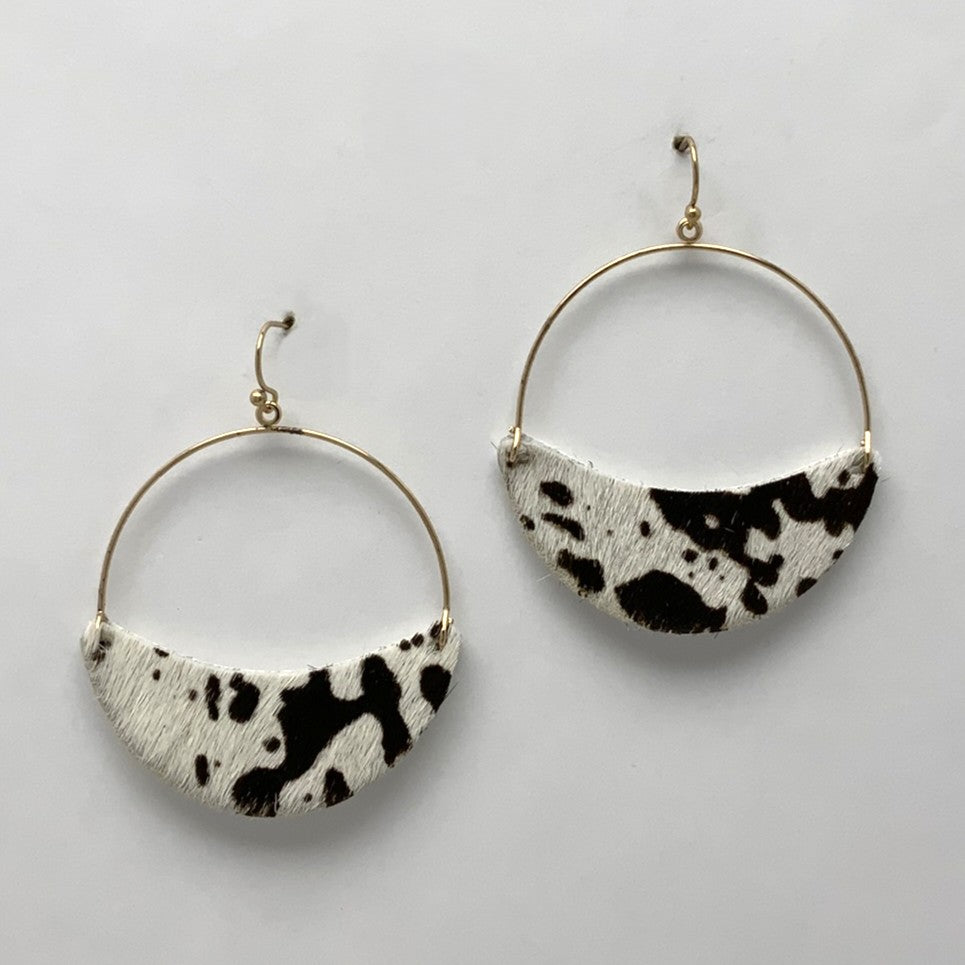 Faux Cow Leather Hoop Earrings