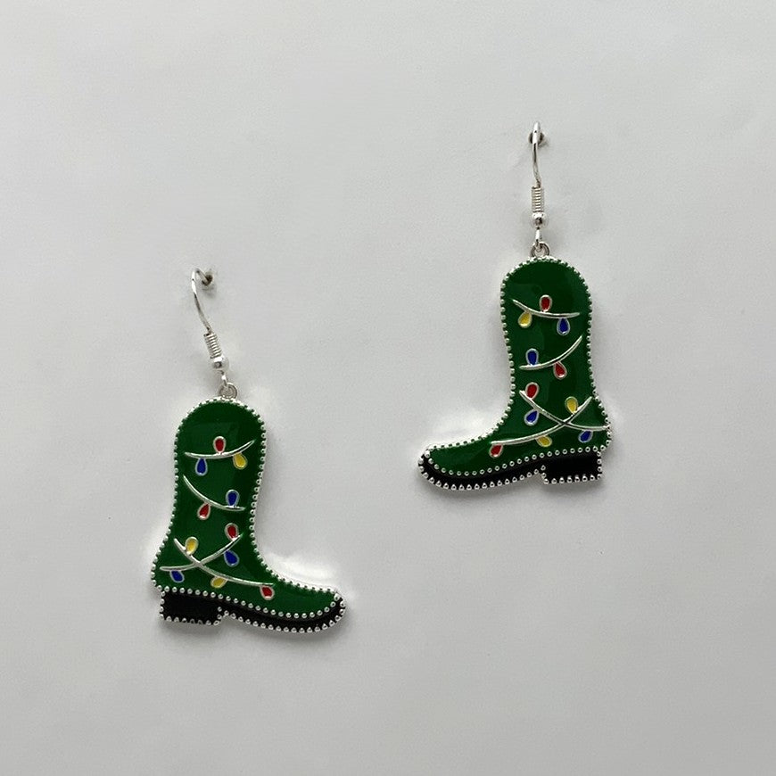 Christmas Light Boot Earrings