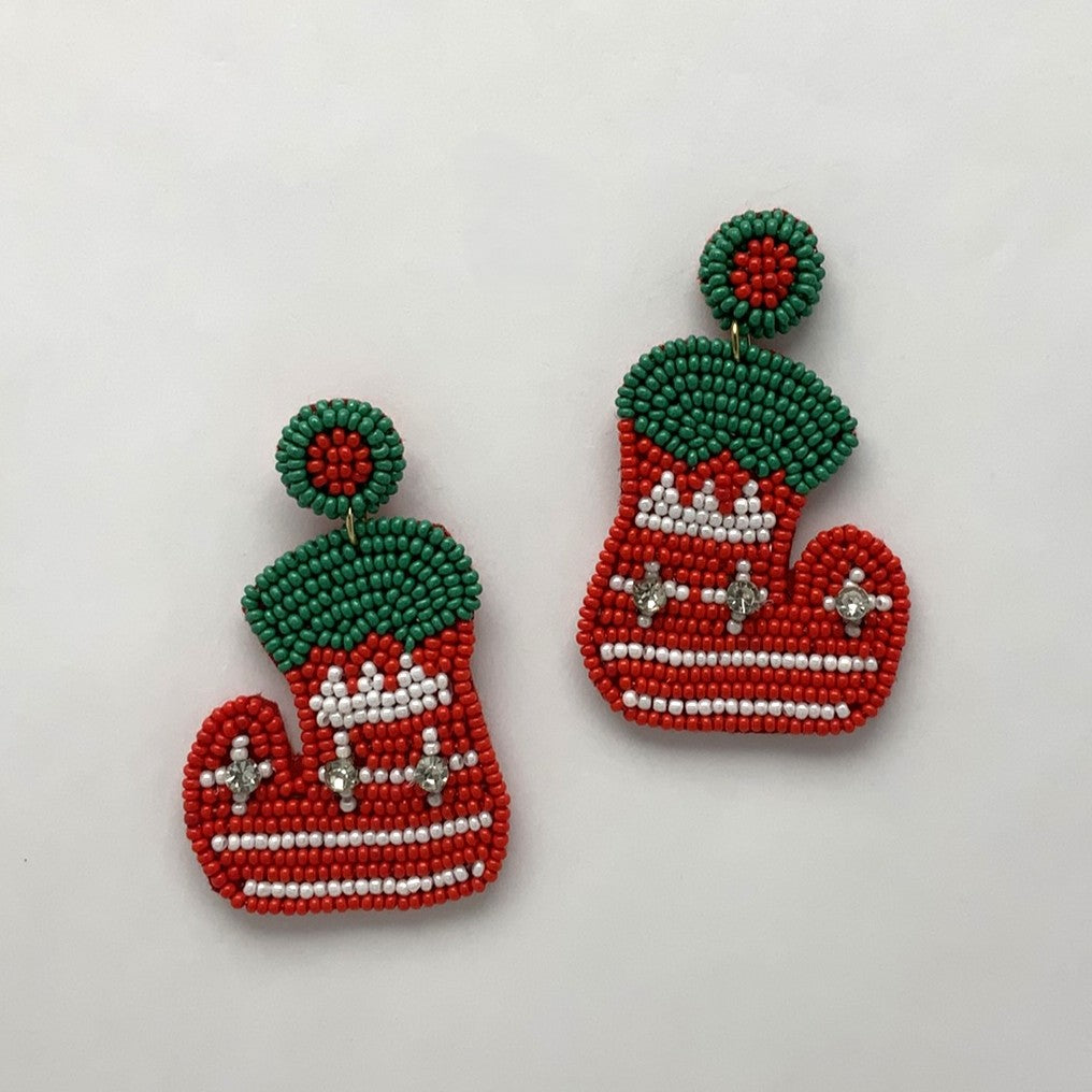 Beaded Elf Boot Earrings