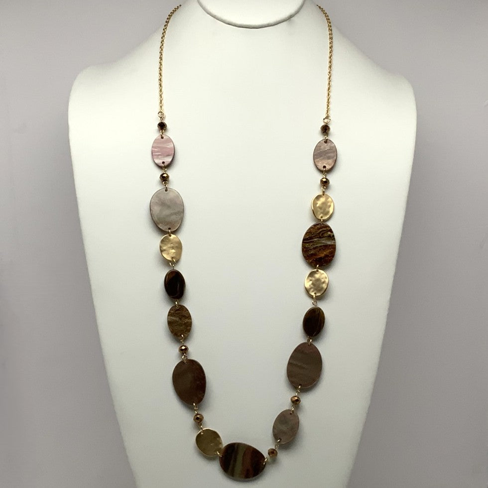 Long Flat Lucite Crystal Necklace