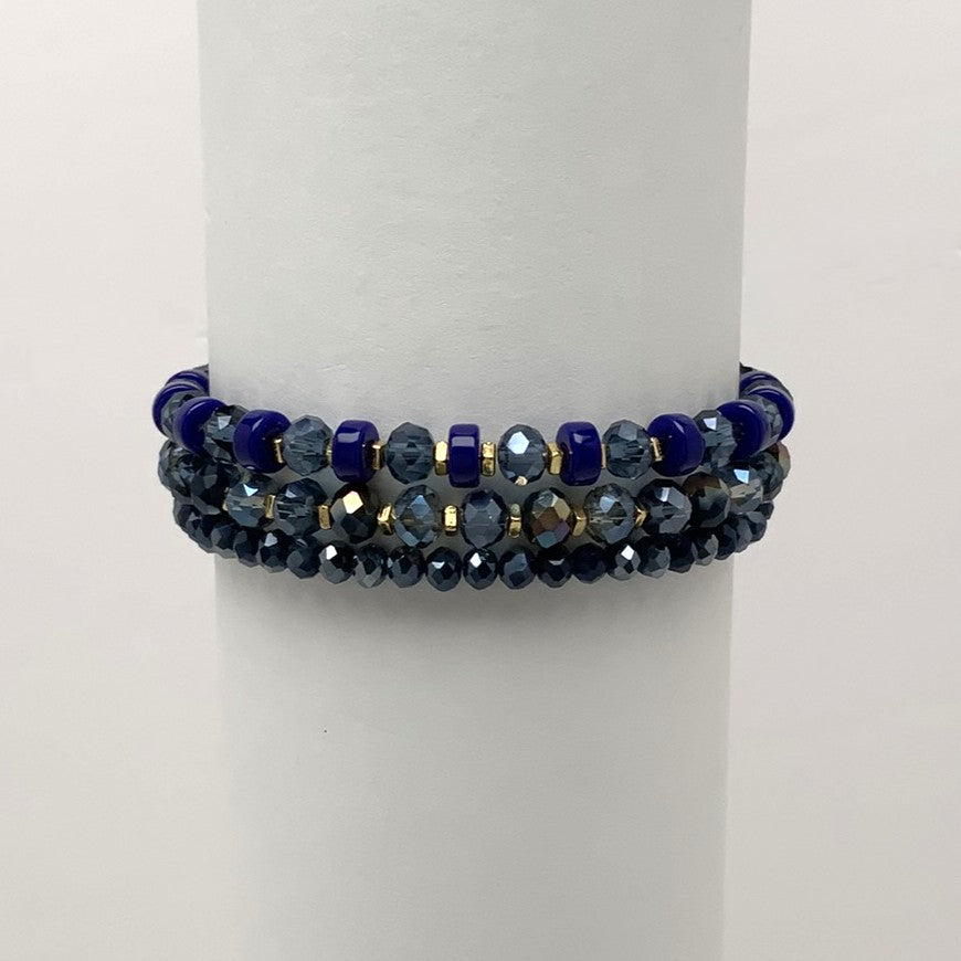 Flat Bead Crystal Bracelet Set