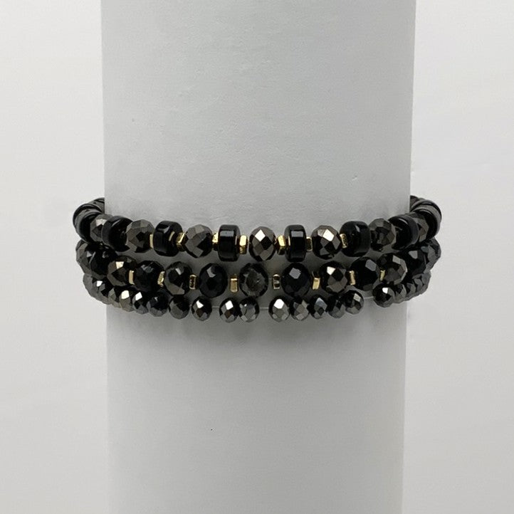 Flat Bead Crystal Bracelet Set