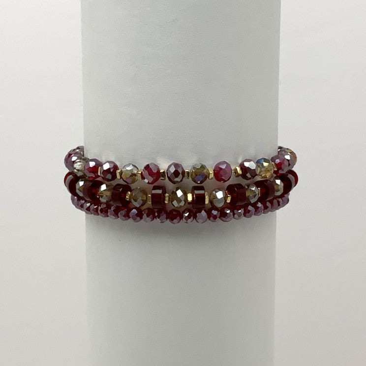 Flat Bead Crystal Bracelet Set