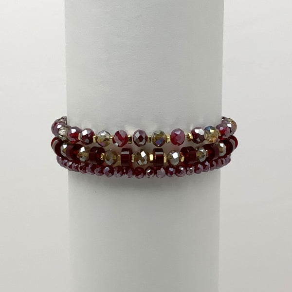 Flat Bead Crystal Bracelet Set