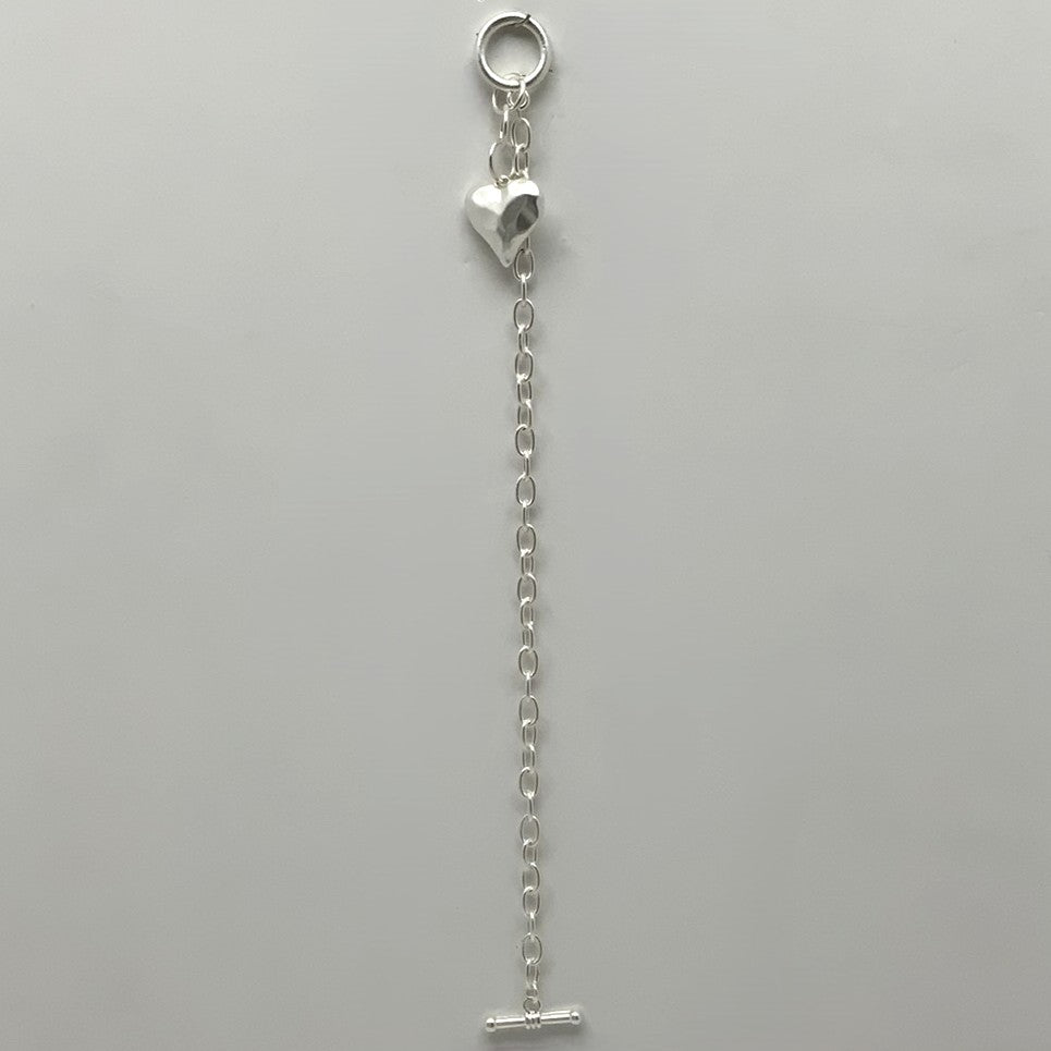 Heart Charm Chain Toggle Clasp Bracelet