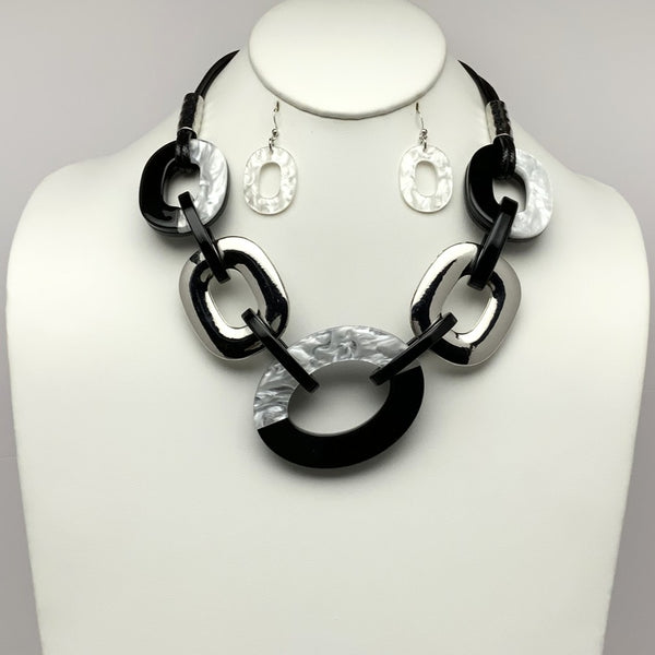Futuristic Lucite Link Cord Necklace Set