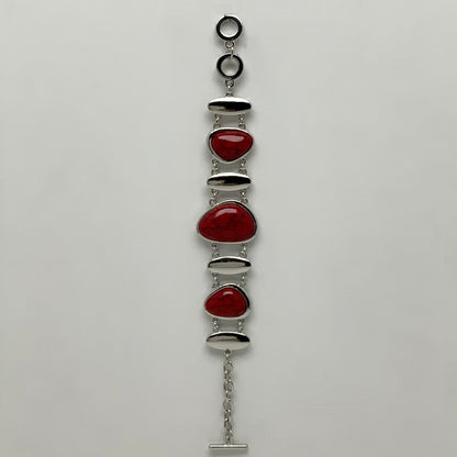 Abstract Metal Stone Toggle Clasp Bracelet