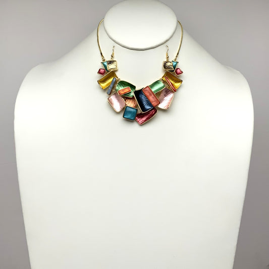 Cluster Textured Enamel Necklace Set