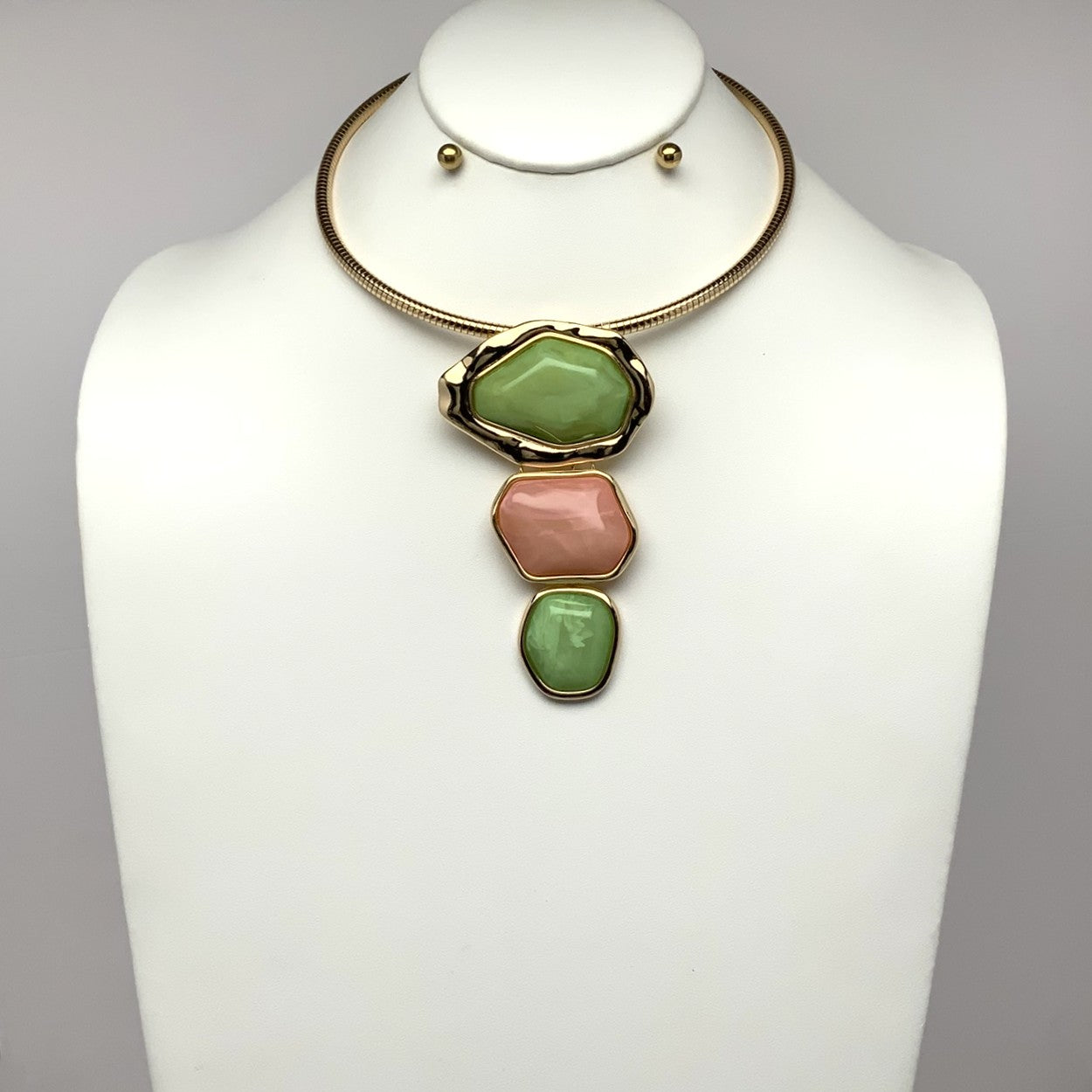 Abstract Tri Lucite Drop Necklace Set