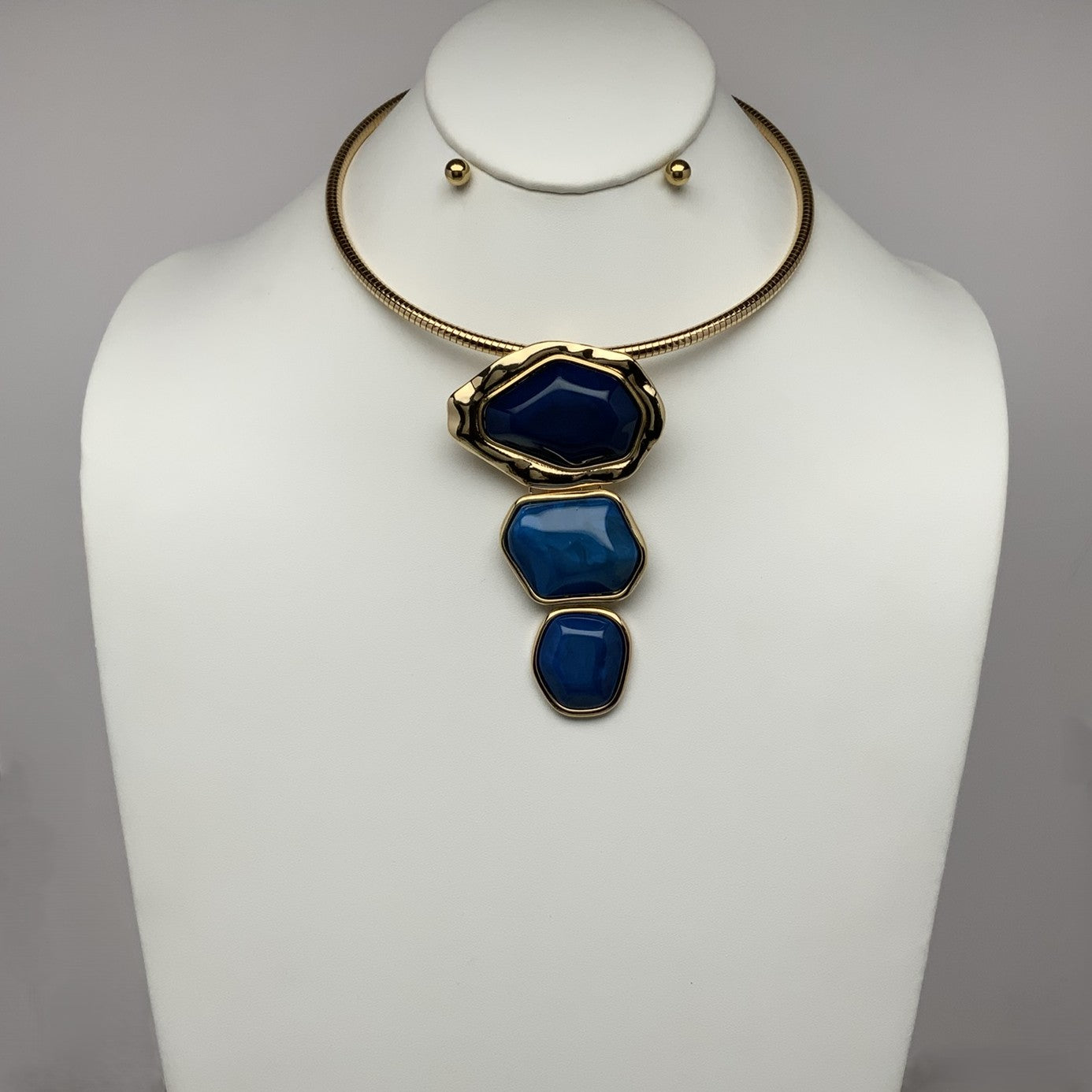 Abstract Tri Lucite Drop Necklace Set
