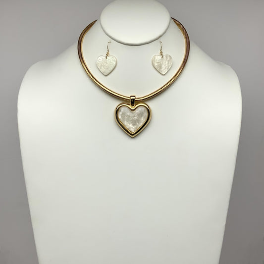 Spiral Wire Heart Pendant Choker Necklace