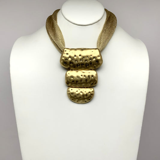 Textured Bib Style Drop Necklace