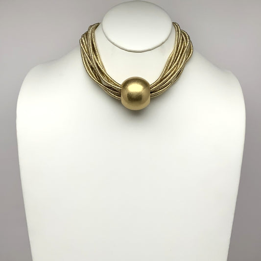 Layered Cord Bead Center Necklace