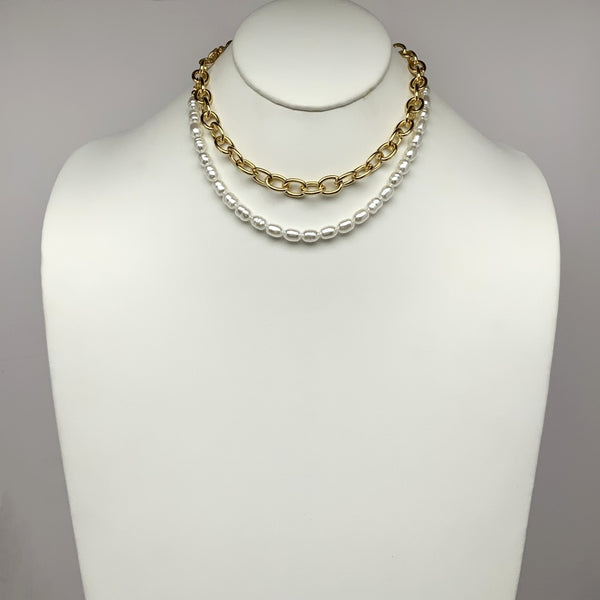 Chunky Chain Pearl Necklace