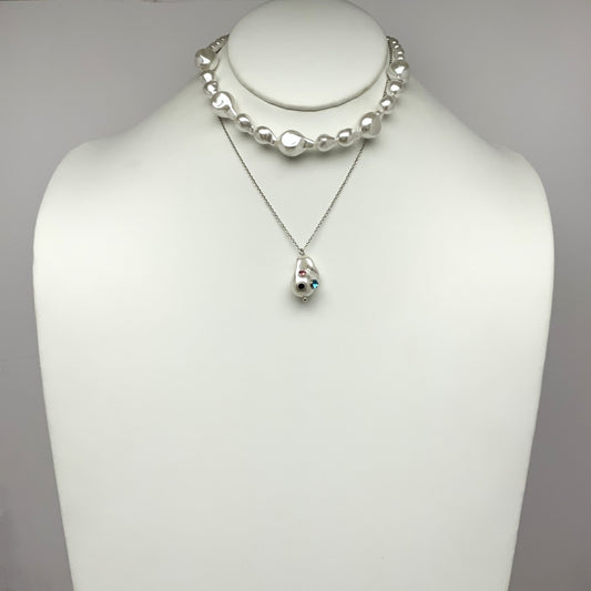 Layered Pearl Crystal Necklace